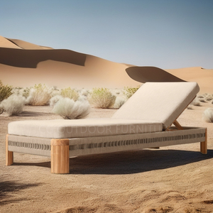 La mejor tumbona duradera de teca, cama de día de madera grande y alta para exteriores, silla de ocio de estilo moderno para uso en el patio - Product Image 1