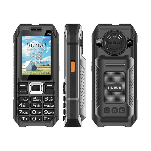 2.4 Inch Big Speaker Keypad UNIWA M6000 2G Feature Phone with 4 SIM 4800mAh Big Battery Spanish/German/French Languages Torch