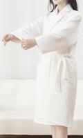 Peignoir en coton pur biologique et écologique, tricot gaufré, col châle, doux pour la peau, séchage rapide, couleur personnalisée, broderie logo, tout doux