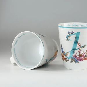 Tazas de porcelana de cerámica a rayas con relieve, tazas de gran capacidad con letras en inglés, regalos de promoción - Product Image 5