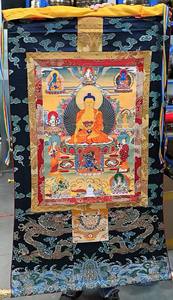 Thangka original traditionnel peint à la main, 12 couleurs, pigments minéraux, Lotus Master Heart, peintures décoratives sur toile, Zhan Bala - Product Image 5