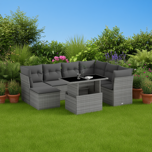 Conjunto de Sofás de Jardín Grises de 6 Plazas, Muebles de Ratán para Exteriores Resistentes a la Intemperie, Diseño Contemporáneo - Product Image 2