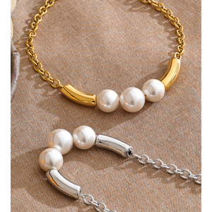 Collar JINYOU 1244 con Cadena Chapada en Oro Minimalista y Perlas Simuladas Grandes para Joyería de Moda Moderna - Product Image 2