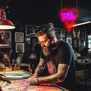 Letrero de Neón con Diseño de Tatuaje para Decoración de Pared, Luces <span class=keywords><strong>LED</strong></span> para Estudio, Rojo con Luz <span class=keywords><strong>LED</strong></span> de Neón Morada con Diseño de Tatuaje - Product Image 5