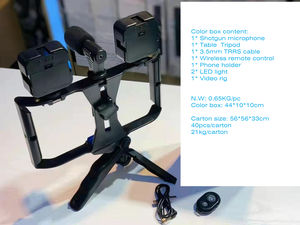 Kit Video Rig per fotocamere per Smartphone, stabilizzatore telefonico + microfono + supporto per treppiede + luce LED Streaming Live Set di registrazione Youtube - Product Image 4