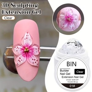 เจลต่อเล็บ BIN 15 มล. ปราศจากสาร Hema ไม่ต้องเช็ด สีขาวนม ลายดอกไม้ เนื้อเจลนุ่ม ไม่เหนียวเหนอะหนะ สำหรับต่อเล็บแบบ 3 มิติ - Product Image 2