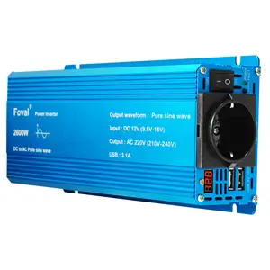 Factory supply 1000w real power pure sine wave inverter car dc 12v to ac 220v 2600w inversor with digital display