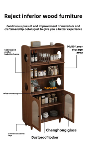 Armoire haute murale intégrée minimaliste moderne, armoire de rangement de cuisine, armoire à thé de salon et armoire à vin - Product Image 4