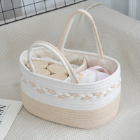 Boho tissé à la main couche Caddy organisateur grand coton corde pépinière bébé panier table à langer organisateur pour bébé couche maman sac
