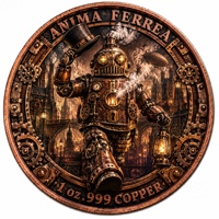 Pièce commémorative robot steampunk automaton en marche en cuivre .999 de 1 once, en relief 3D, colorée, médaillon en relief élevé, pour décoration et cadeau