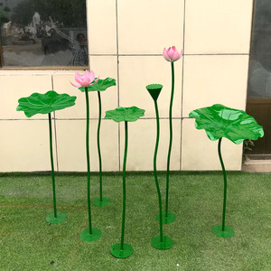 Œuvres d'art en métal sculpté en forme de lotus, fleur artificielle en métal pour la décoration de bassin - Product Image 3