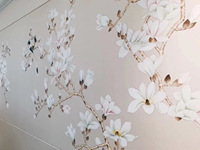 Fleur de magnolia peinte à la main Zhenling vers le bas du papier peint design de plafond pour la décoration murale intérieure de la maison