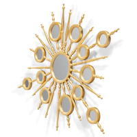 Miroir mural décoratif Starburst de style moderne et luxueux pour hôtel et maison, avec cadre en feuilles d'or et d'argent, nouveau design
