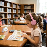 Casque sans fil supra-auriculaire à réduction de bruit ANC pour enfants avec micro intégré – Idéal pour les voyages, les cours en ligne, les garçons et les filles – Option cadeau de vacances