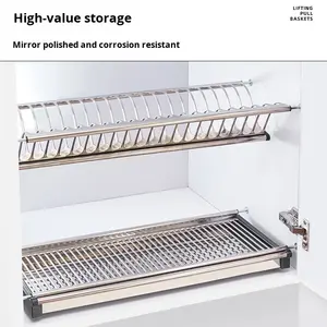 رف أطباق معلق من الفولاذ المقاوم للصدأ 304 مع رف تخزين مزدوج الطبقات للتوابل بتصميم بسيط وعصري من قوانغتشو - Product Image 2