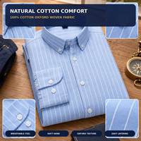 Chemise Oxford pour homme 100% coton rayée à manches longues boutonnée avec poche poitrine décontractée et professionnelle personnalisable avec logo vente en gros