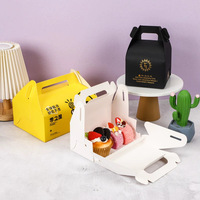 Boîte à gâteau en papier kraft réutilisable en stock, pour mousse et pâtisserie, emballage portable à emporter et pour la pâtisserie
