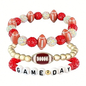 Bracelets élastiques unisexes en argile Heishi, faits à la main, vintage, perlés, plaqués or 18 carats, empilables, pour le jour du match de football ou de baseball, sportifs - Product Image 5