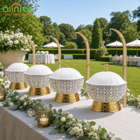 Moderne Hohlform-Design Runde Weiße Chafing Dishes Kommerzieller Speisenwärmer für Restaurant- und Hotelbedarf