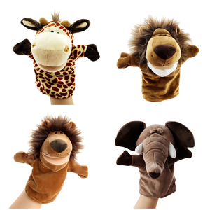 Vente en gros d'animaux de dessins animés jouets en peluche ours singe lion grenouille rabbin marionnettes maternelle parent-enfant interactif coton PP - Product Image 2
