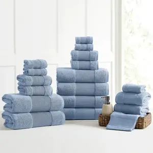 Wholesale soft organic bamboo cotton towel luxury hotel bathroom bath towel set with customized logo Cotton Face Towel