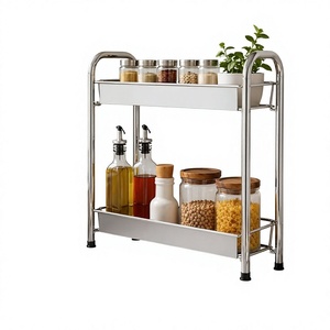 Estante de Cocina de Acero Inoxidable de 2 Niveles, Estante Metálico Vertical, Organizador de Almacenamiento Resistente al Óxido - Product Image 6