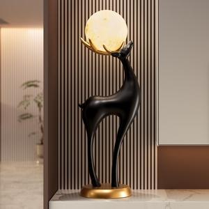 Lucky Deer Floor Lamp Moon <b>LED</b> Ambient <b>Light</b> Luxury Living Room <b>TV</b> Cabinet Sculpture Housewarming Gift - Product Image 5