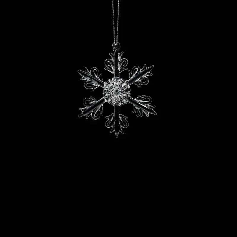 Glass Snowflake Shape Oblate Christmas Ornament Hanging Christmas Tree Snowflake Decoration