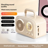 Mini haut-parleur sans fil portable de petite taille, haut-parleur musical avec lumière nocturne, haut-parleurs pour téléphone portable, mignon chat ou ours de dessin animé