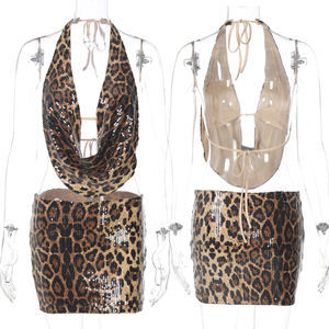 Abito alla moda da <span class=keywords><strong>donna</strong></span> con motivo solido con paillettes dal Design Low Cut Streetwear abito da <span class=keywords><strong>donna</strong></span> - Product Image 5