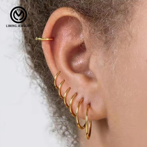 GE13 Fashion Geometry Minimalist 925 Sterling <strong>Silver</strong> Hip Hop Fine Jewelry Big Round <strong>Hoop</strong> <strong>Earrings</strong> <strong>for</strong> <strong>Women</strong> 18k Gold Plated - Product Image 1