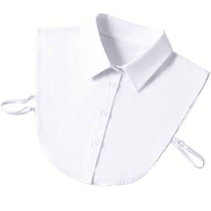 Herren- und Damen-Baumwollhemd mit Kragen, Knöpfen, Einfarbig Schwarz Weiß, Vielseitig Einsetzbar, Business-Formell, Gestrickter Hemdkragen zur Dekoration - Product Image 4
