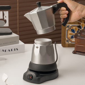 <span class=keywords><strong>Cafetera</strong></span> Eléctrica Automática Moka de 110V, 3 Tazas, Totalmente de Aluminio, Estilo Retro para el Hogar y la <span class=keywords><strong>Cocina</strong></span>, <span class=keywords><strong>Cafetera</strong></span> Espresso <span class=keywords><strong>Italiana</strong></span> para Estufa - Product Image 4