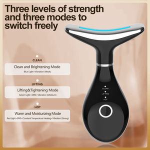 3 in 1 Facial Neck Beauty Massager and Face Lifting Anti Wrinkle Machine Custom LOGO Guasha Device MK-1022 <b>Red</b> <b>Light</b> <b>Therapy</b> Wan - Product Image 4