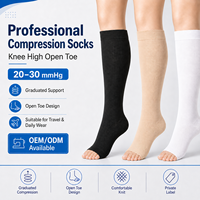 Chaussettes de compression graduée médicale 20-30 mmHg, hauteur genou, à bout ouvert, pour le voyage et usage quotidien, OEM ODM