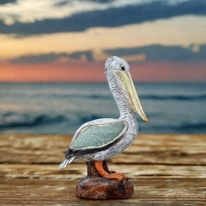 Hars Sculptuur Pelikaan Blauwe Vogel Op Een Steen Met Glazen Vleugels Beeld Beeldjes Voor Geschenken Huis Tuin Bureau Decor - Product Image 6