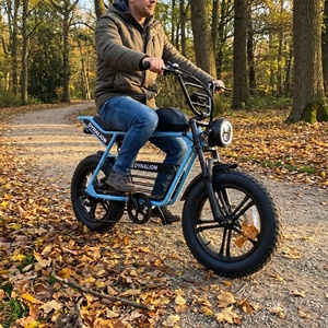 จักรยานไฟฟ้าสไตล์เอโทร โมเพด ยางใหญ่ พร้อมเบรกดิสก์ไฮดรอลิก เบาะยาว แข็งแรง ทนทาน เหมาะสำหรับขับขี่ในเมือง ถนน และสวนสาธารณะ - Product Image 6