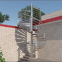 Escalier en colimaçon commercial et industriel en acier inoxydable courbé avec main courante pour extérieur résidentiel