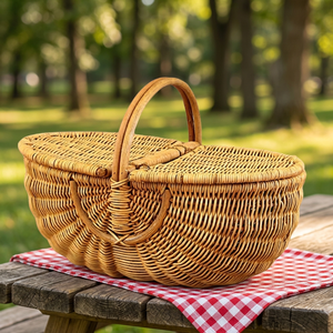Cesta de almacenamiento de mimbre Natural tejida a mano de alta calidad con asa cesta de Picnic granja, caja de almacenamiento plegable jiahao de Vietnam - Product Image 1