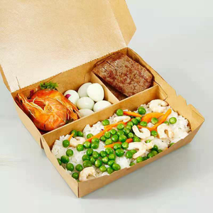 Bandeja Kraft Bento desechable personalizable, contenedor de Sushi con protección UV, 2 fiambreras de papel para llevar para uso alimentario - Product Image 5