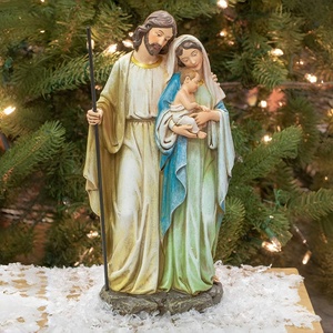 Figura de Resina de 10 Pulgadas de la <span class=keywords><strong>Sagrada</strong></span> <span class=keywords><strong>Familia</strong></span> con Túnica Bordada para la Natividad Navideña - Product Image 4