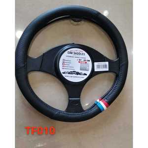 ปลอกหุ้มพวงมาลัยรถยนต์ 37-39 ซม. สีดำพรีเมียม ลายธงชาติ - Product Image 1