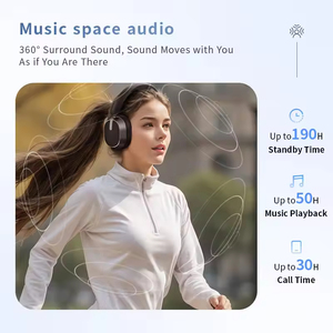 หูฟังแบบครอบหู H2 พร้อมระบบตัดเสียงรบกวน BT6.0 ดีไซน์พับได้ หน้าจอดิจิตอล กันน้ำ แบตเตอรี่ใช้งานได้นาน 50 ชั่วโมง สำหรับเล่นเกมและฟังเพลง - Product Image 5