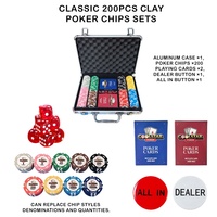 Juego de 200 Fichas de Póker de Arcilla con Denominaciones de 1 a 10000, Estuche de Aluminio, 2 Mazos de Cartas, Dados y Botones, para Noches de Casino, Proveedor Mayorista