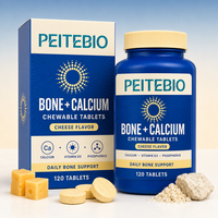 Comprimés à mâcher au calcium osseux PEITEBIO avec vitamine D3 et phosphore pour chiens et chats - Soutien à la santé des articulations, saveur fromage, 120 unités