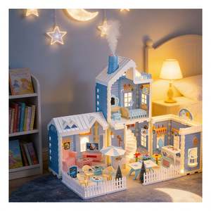 Casa de Muñecas Grande de Plástico con Piscina, Tobogán, Balcón, Ascensor, Muebles de Dormitorio, Juguete DIY, Juego de Simulación, Set de Regalo para la Familia - Product Image 6