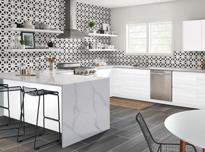 Ydstone calacatta คุณภาพสูงสีเทาหลอดเลือดดำสั้นเทียมควอตซ์แผ่นพื้นโต๊ะเคาน์เตอร์โต๊ะเครื่องแป้ง - Product Image 5