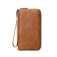 Nouveau porte-monnaie longue femmes porte-carte en cuir Pu RFID portefeuille fermeture éclair téléphone portable portefeuille avec fermeture éclair et bracelet