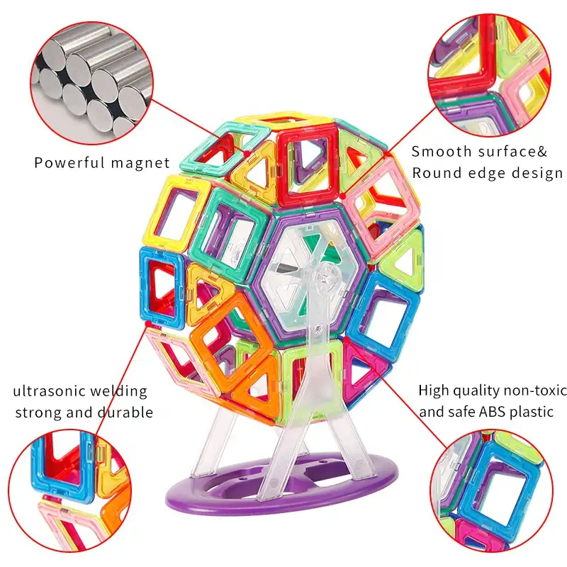 ألعاب تعليمية ، مجموعة مكعبات بناء مغناطيسية للأطفال ، 204 قطعة