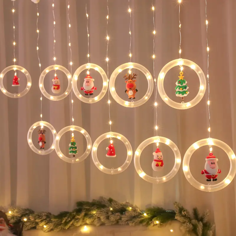 2021 New Hot Sale Christmas Lights Led Cartoon Curtain Latern String Tree Pendant Christmas Decoration Light Home